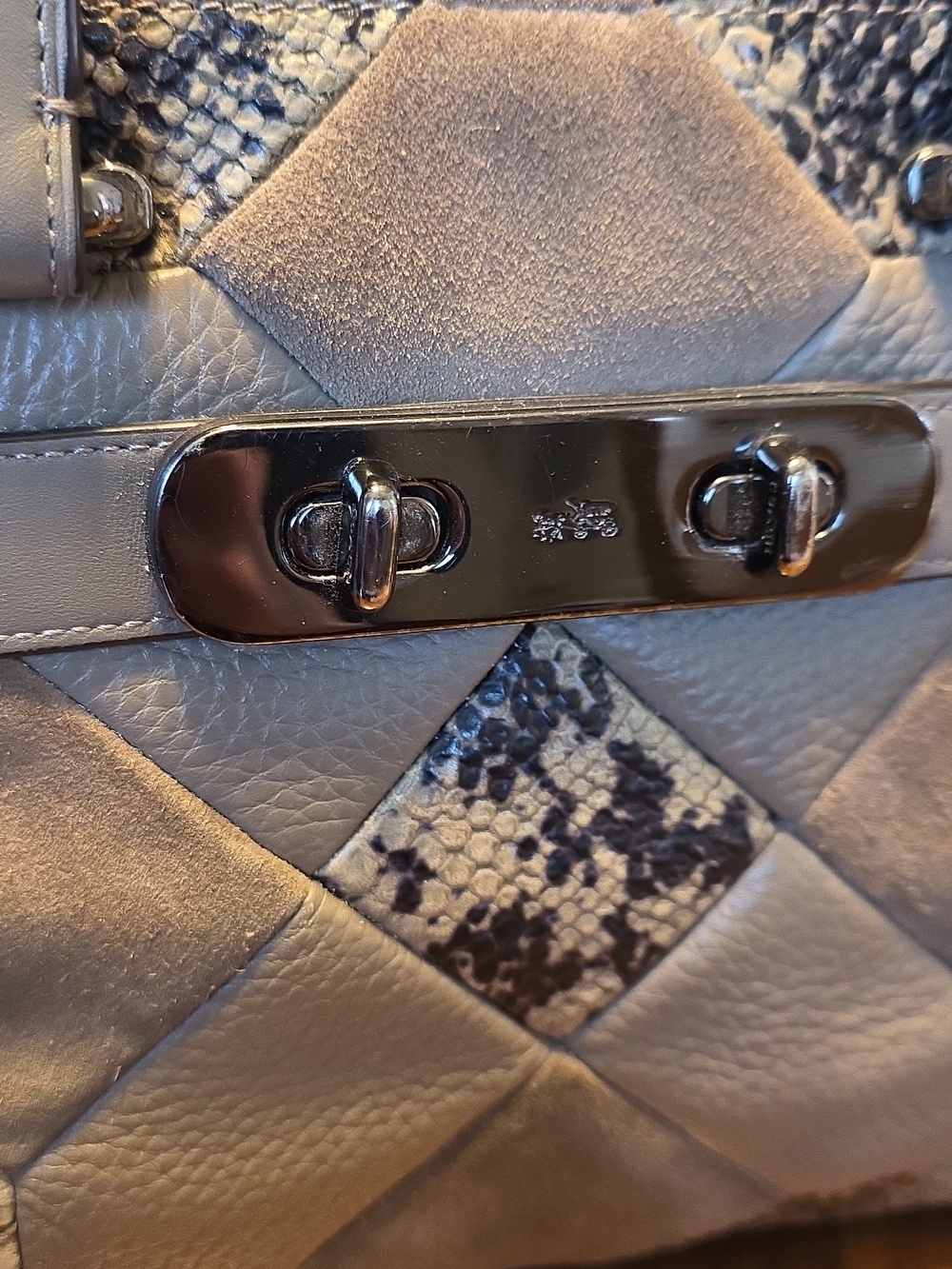 Coach Swagger Beige and Brown Patchwork Satchel - Picture 2 of 16